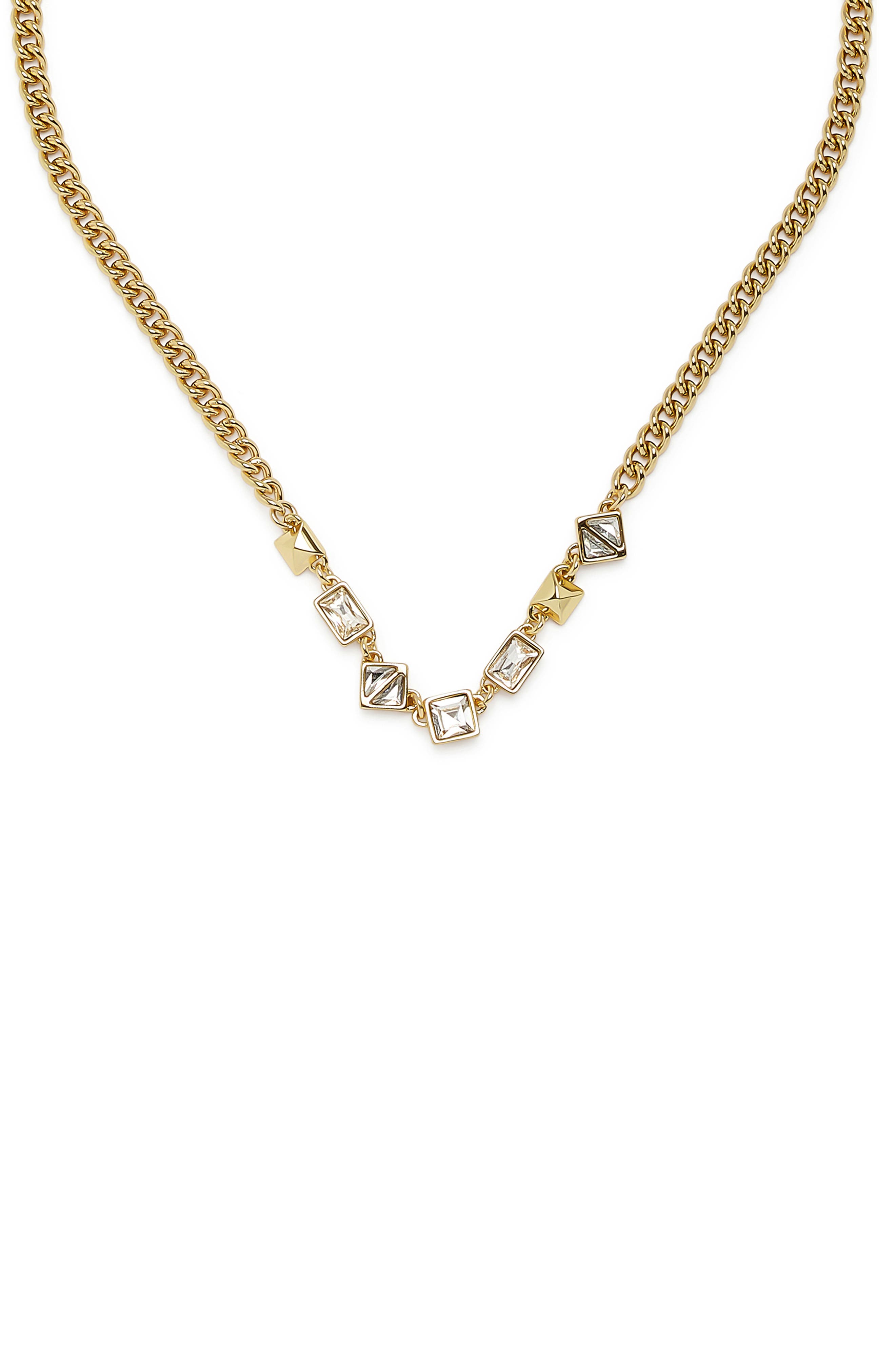 AllSaints Geometric Crystal Frontal Necklace