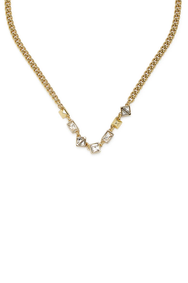 Geometric Crystal Frontal Necklace, Main, color, GOLD