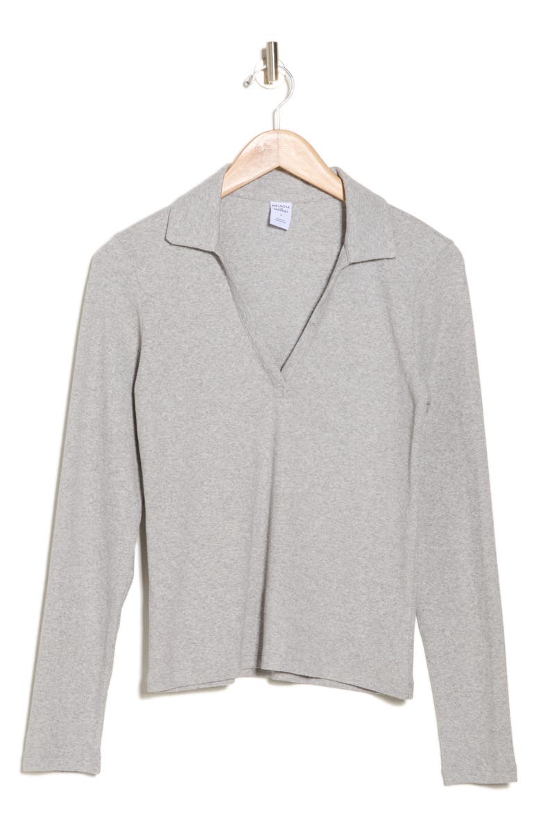 Melrose and Market Knit Polo Top, Alternate, color, Grey Heather