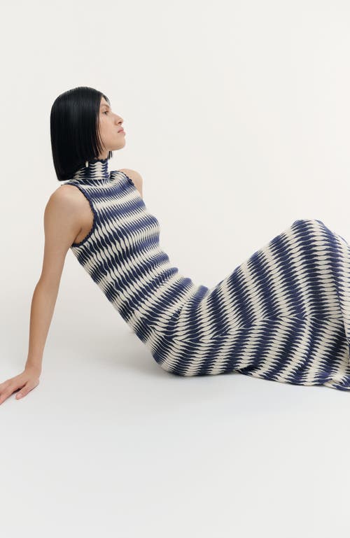 De Loreta Montebello Slip-on Mock Neck Cotton Blend Dress In Multi