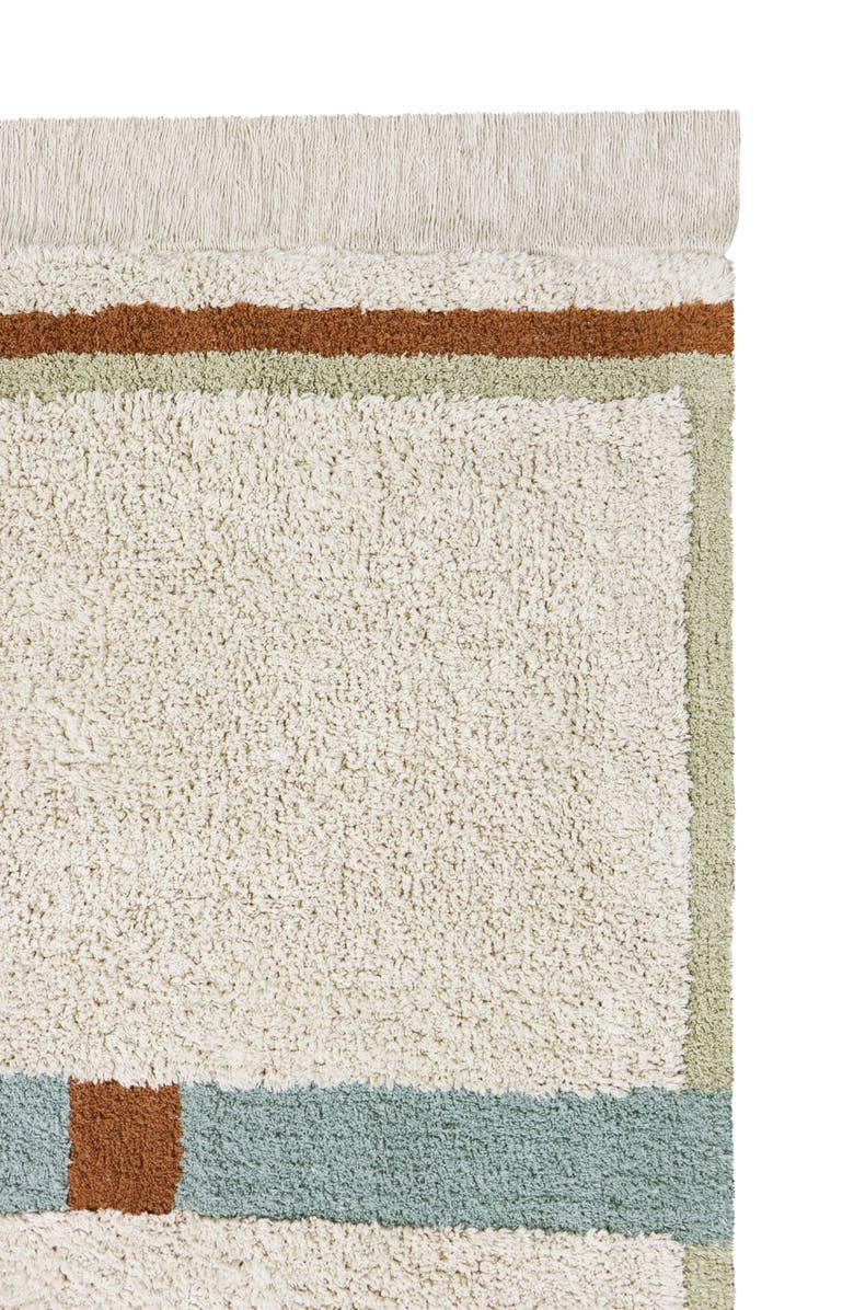 Lorena Canals Lane Fringe Trim Washable Cotton Blend Rug, Alternate, color, Vintage Blue