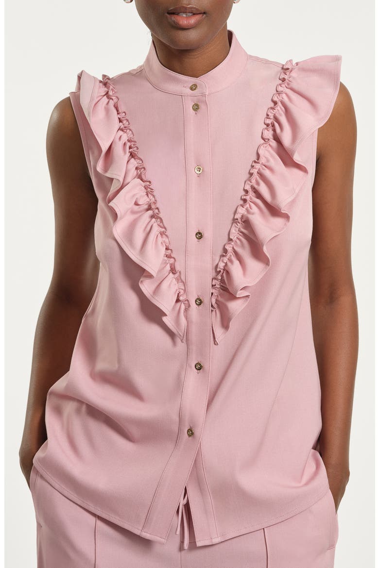 Ruffle Button-Up Shirt, Main, color, LIGHT PINK