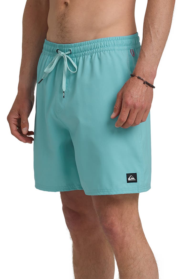 Everyday 17" Solid Stretch Swim Trunks, Alternate, color, AQUA