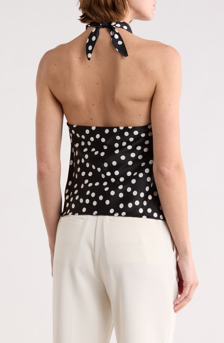 Renee C Polka Dot Satin Halter Top, Alternate, color, Black