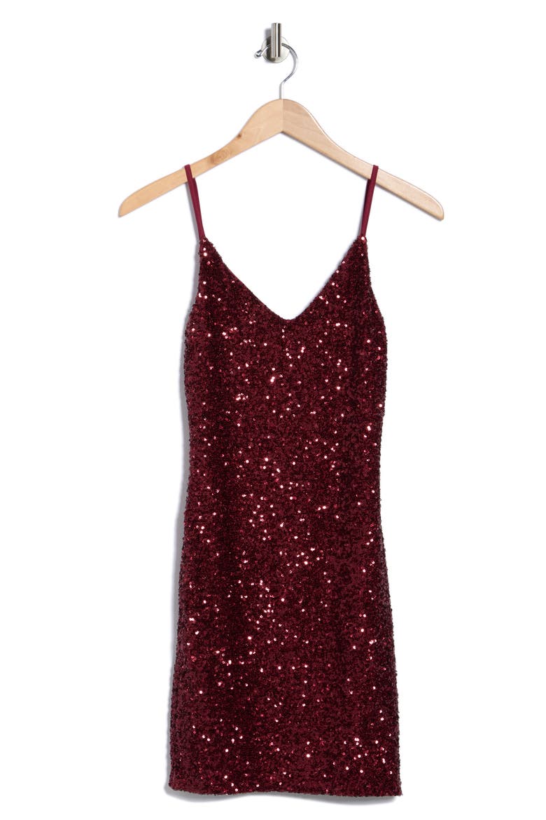 Sequin Minidress, Alternate, color, BURGUNDY SEQUINS