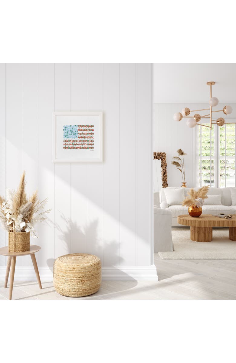 Ramus & Co USA Floral Flag Framed Museum Quality 12" x 12" Art Print, Alternate, color, Multicolored