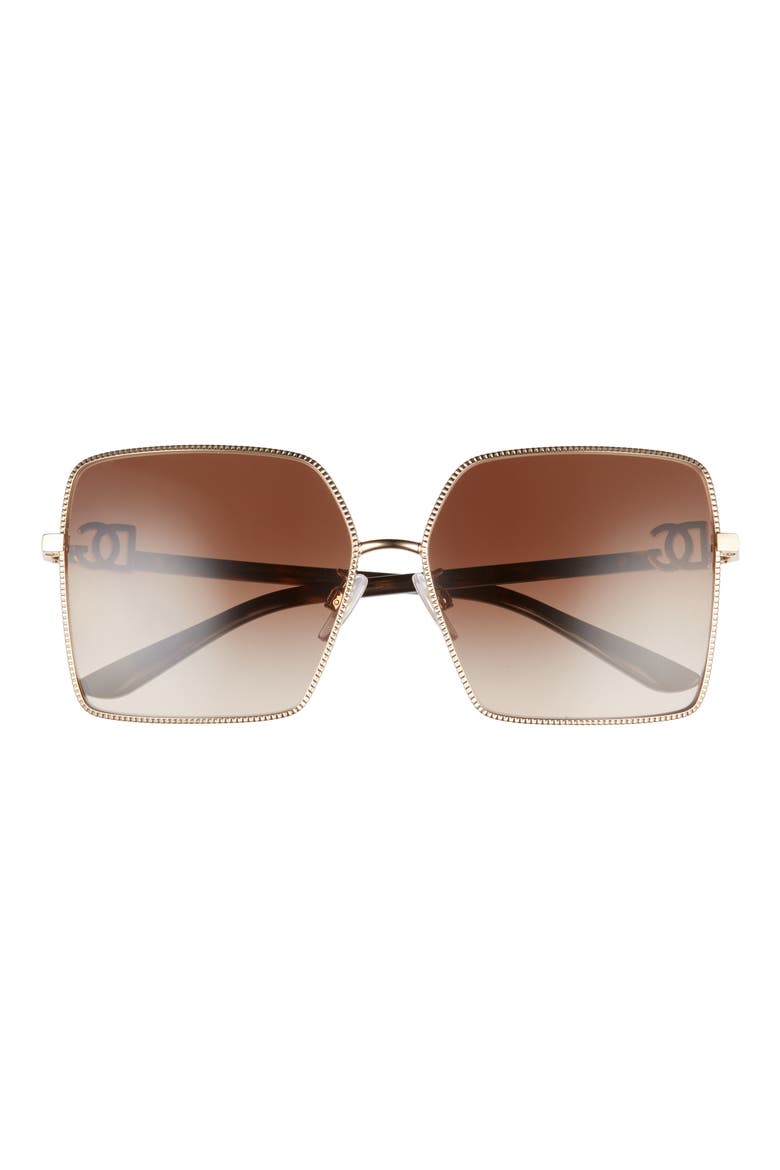 60mm Square Sunglasses, Main, color, GOLD/ GRADIENT BROWN