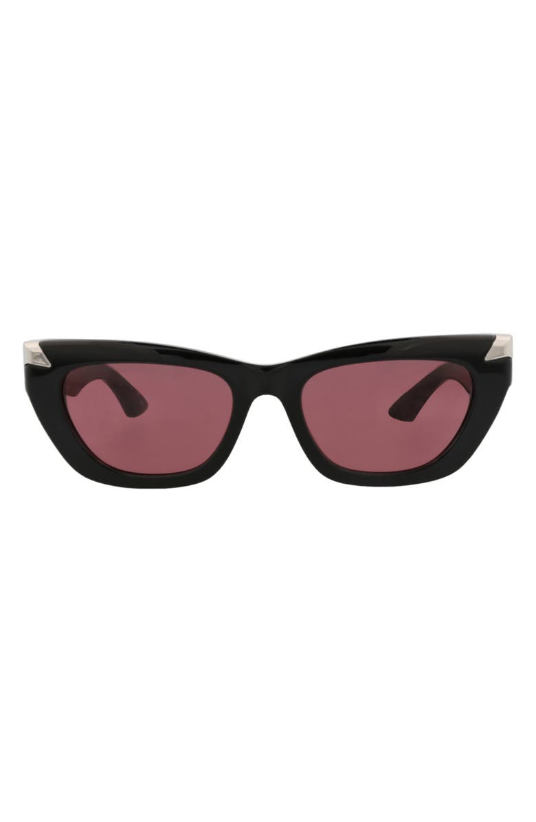 McQueen 53mm Cat Eye Sunglasses, Main, color, Black Black Violet