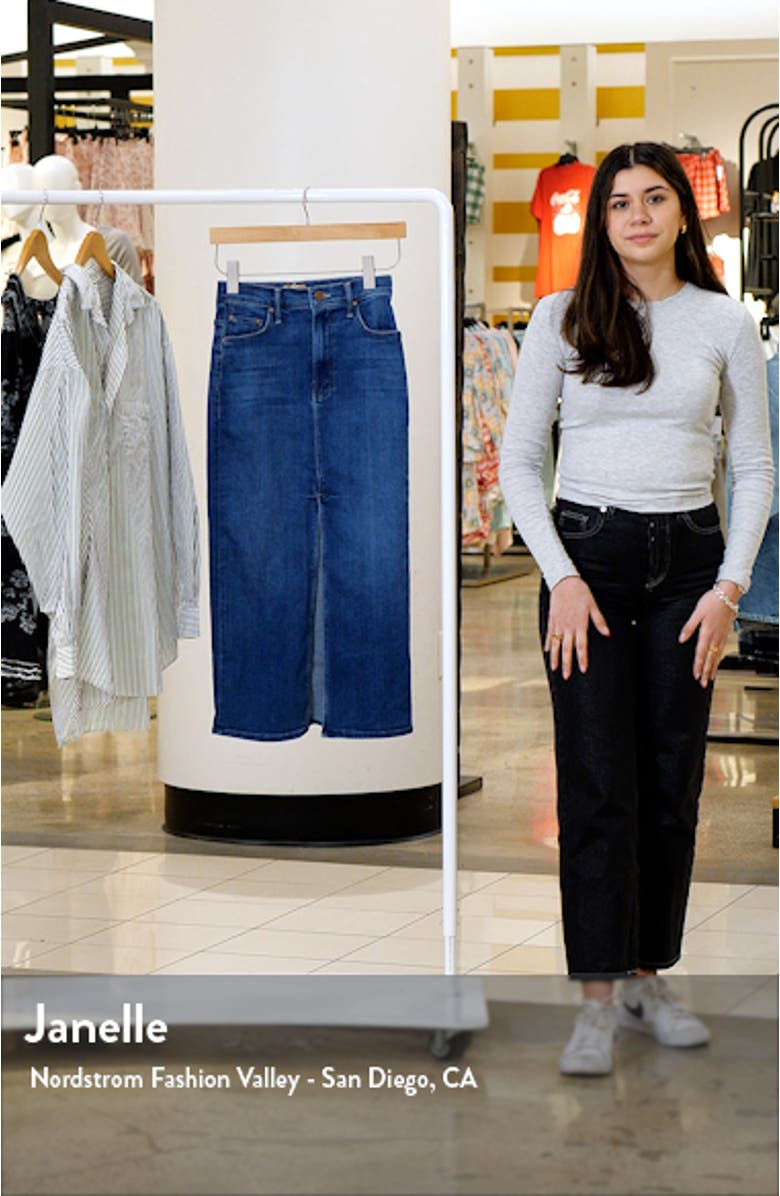 The Reverse Pencil Pusher High Waist Denim Midi Skirt, sales video thumbnail