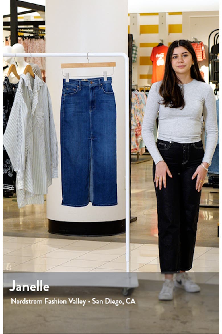 The Reverse Pencil Pusher High Waist Denim Midi Skirt video
