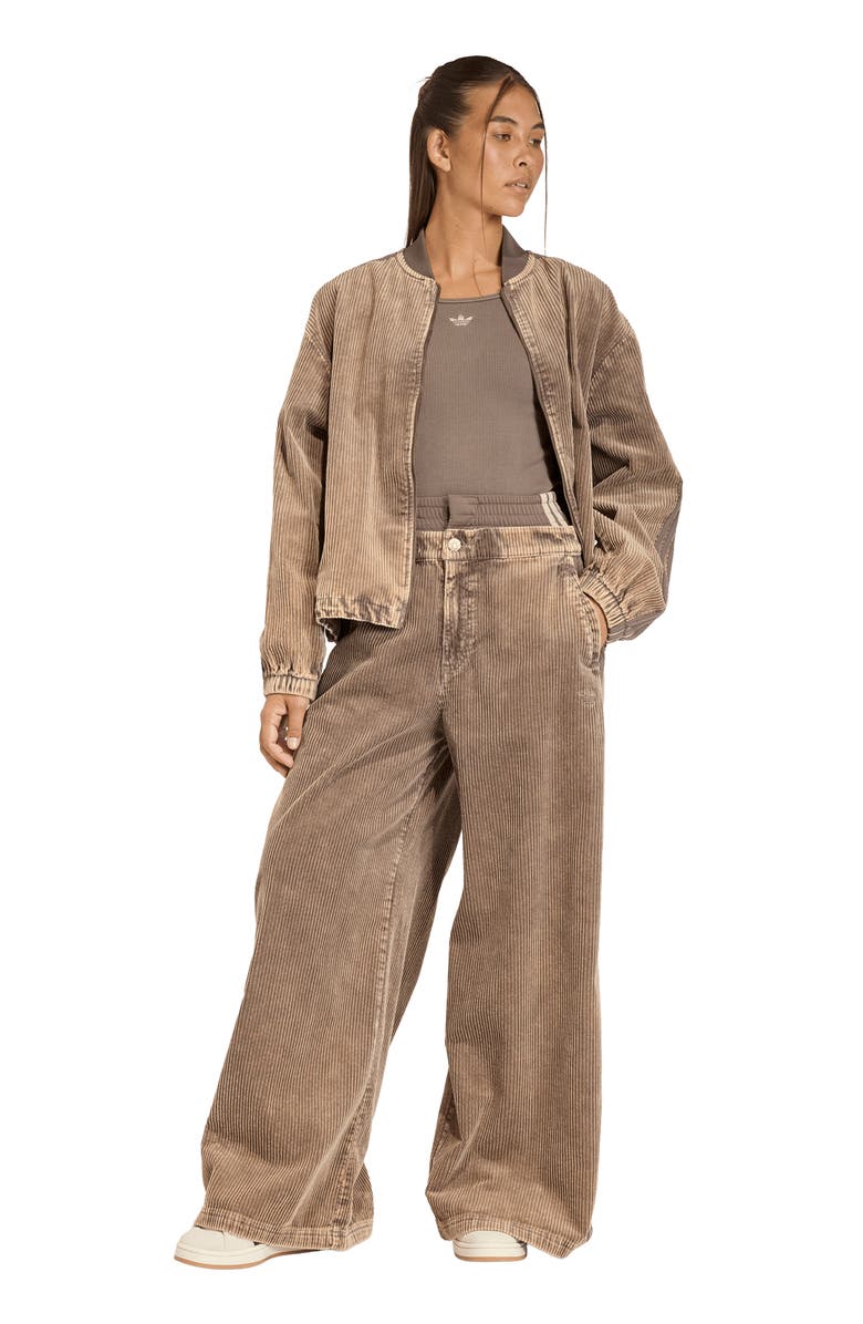 adidas Originals Side Stripe Corduroy Wide Leg Pants, Alternate, color, 