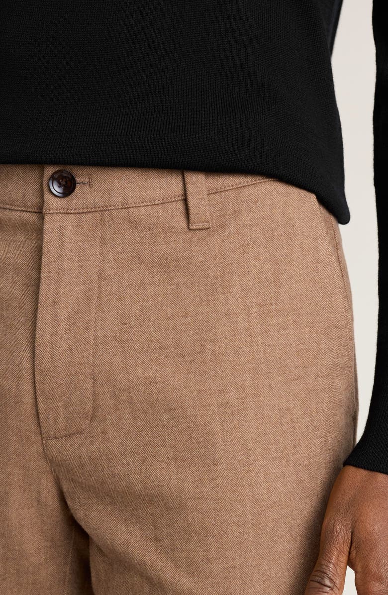 Bonobos Flat Front Brushed Cotton Herringbone Chinos, Alternate, color, Dark Khaki Herringbone