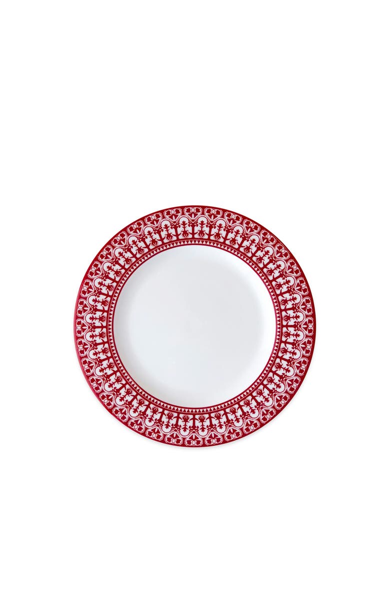 Caskata Casablanca Crimson Rimmed Salad Plate - Porcelain - Set 4, Main, color, Red