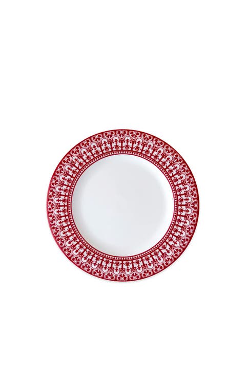 Casablanca Crimson Rimmed Salad Plate - Porcelain - Set 4