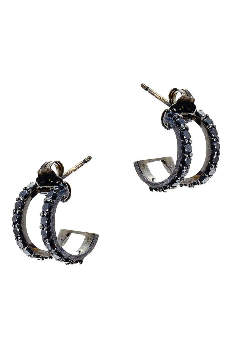Jewelry 'Reckless' Hoop Earrings, Main, color, BLACK