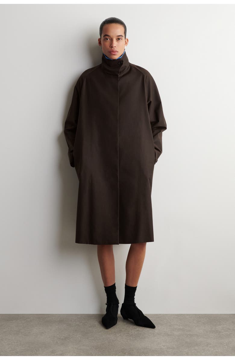 COS Oversized Mock-Neck Coat, Main, color, Dark Brown