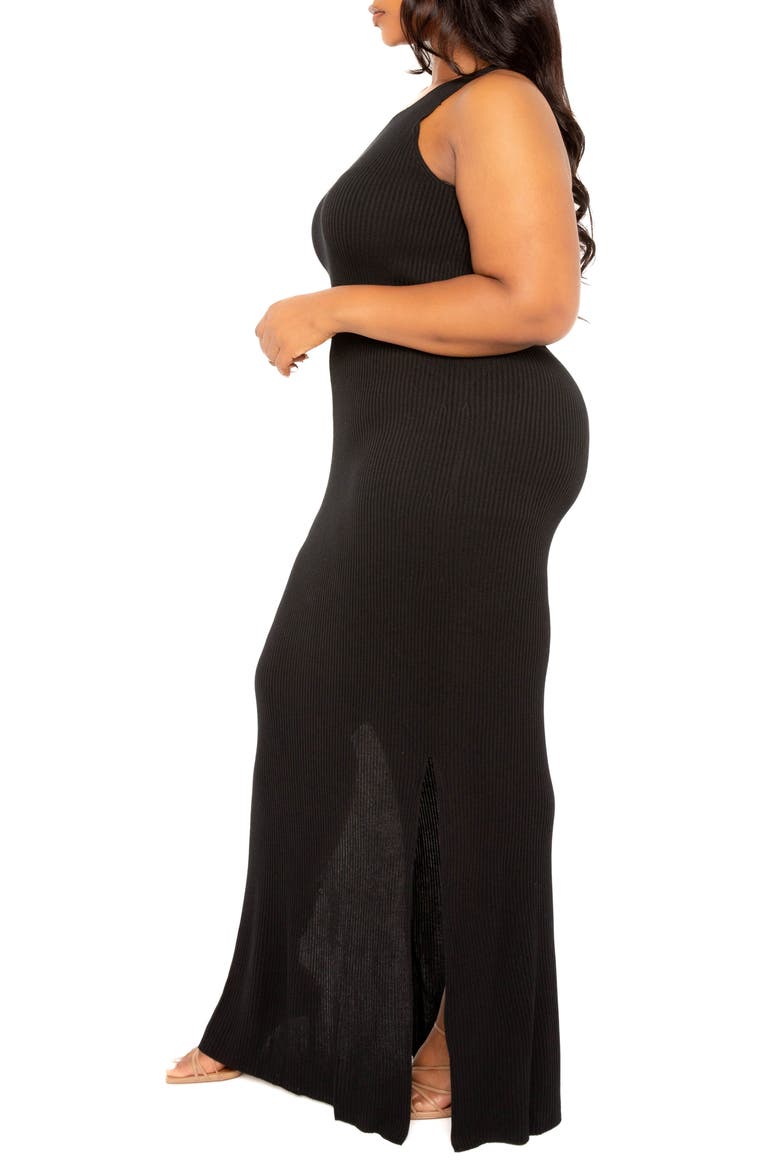 Ribbed Maxi Sweater Dress, Alternate, color, BLACK