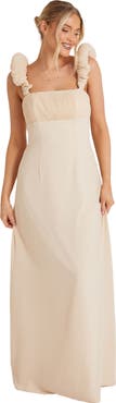 Six Stories Pleated Shoulder Bridesmaid Dress