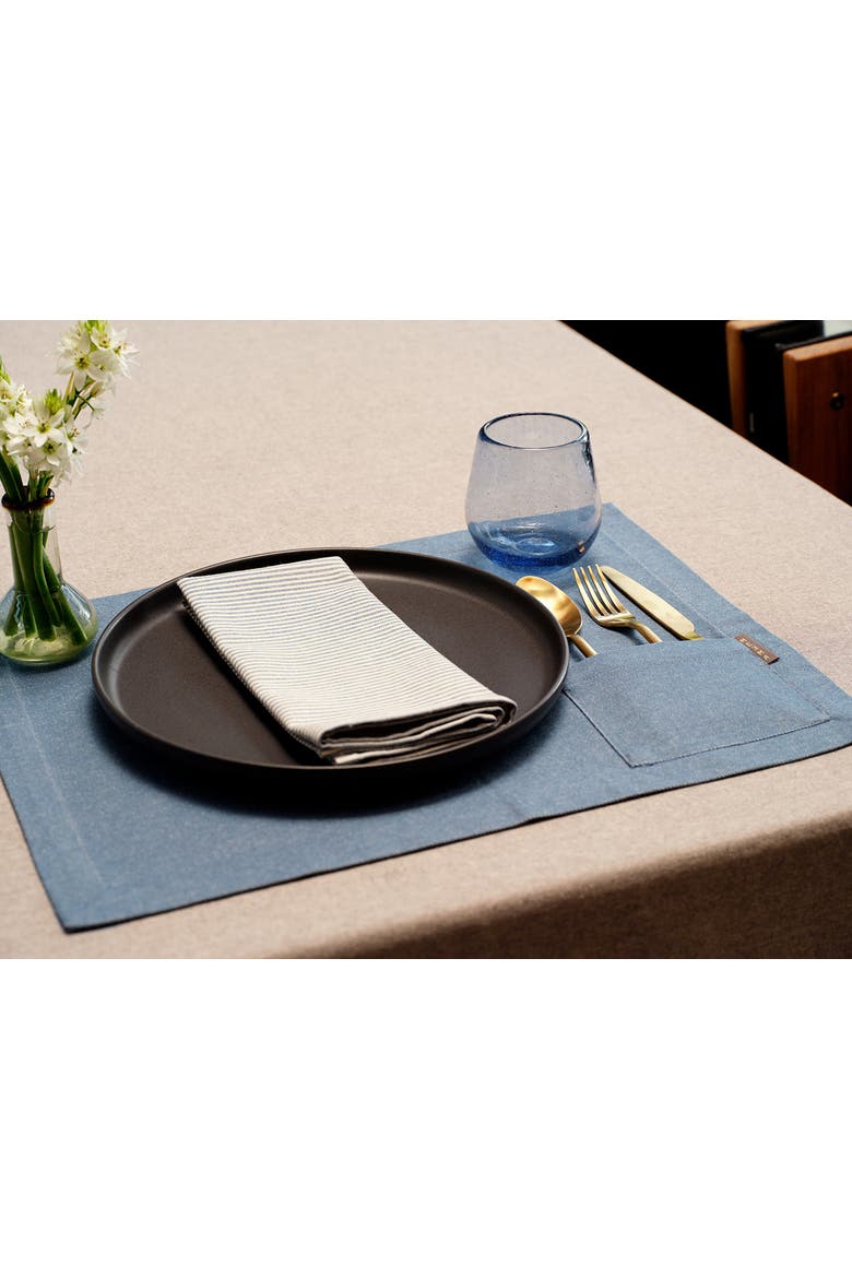 Cotton Cloth Placemats - Set of 4, Alternate, color, Twill Blue
