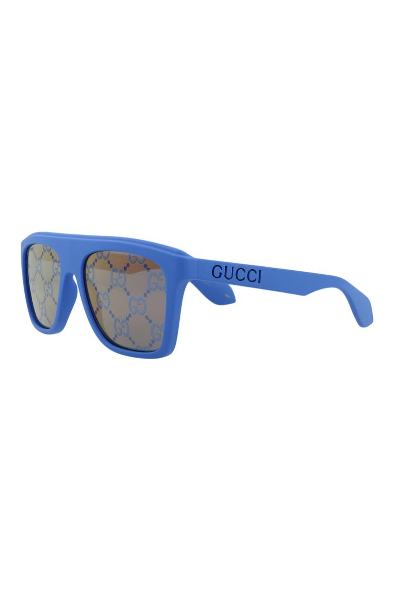 57mm Square Sunglasses, Alternate, color, BLUE BLUE BLUE