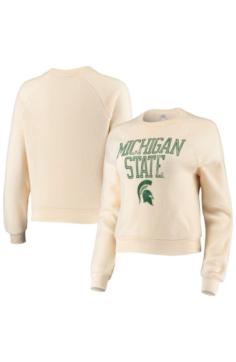 ALTERNATIVE APPAREL Women's Alternative Apparel Cream Michigan State Spartans Eco-Teddy Baby Champ Tri-Blend Sweatshirt, Main, color, 