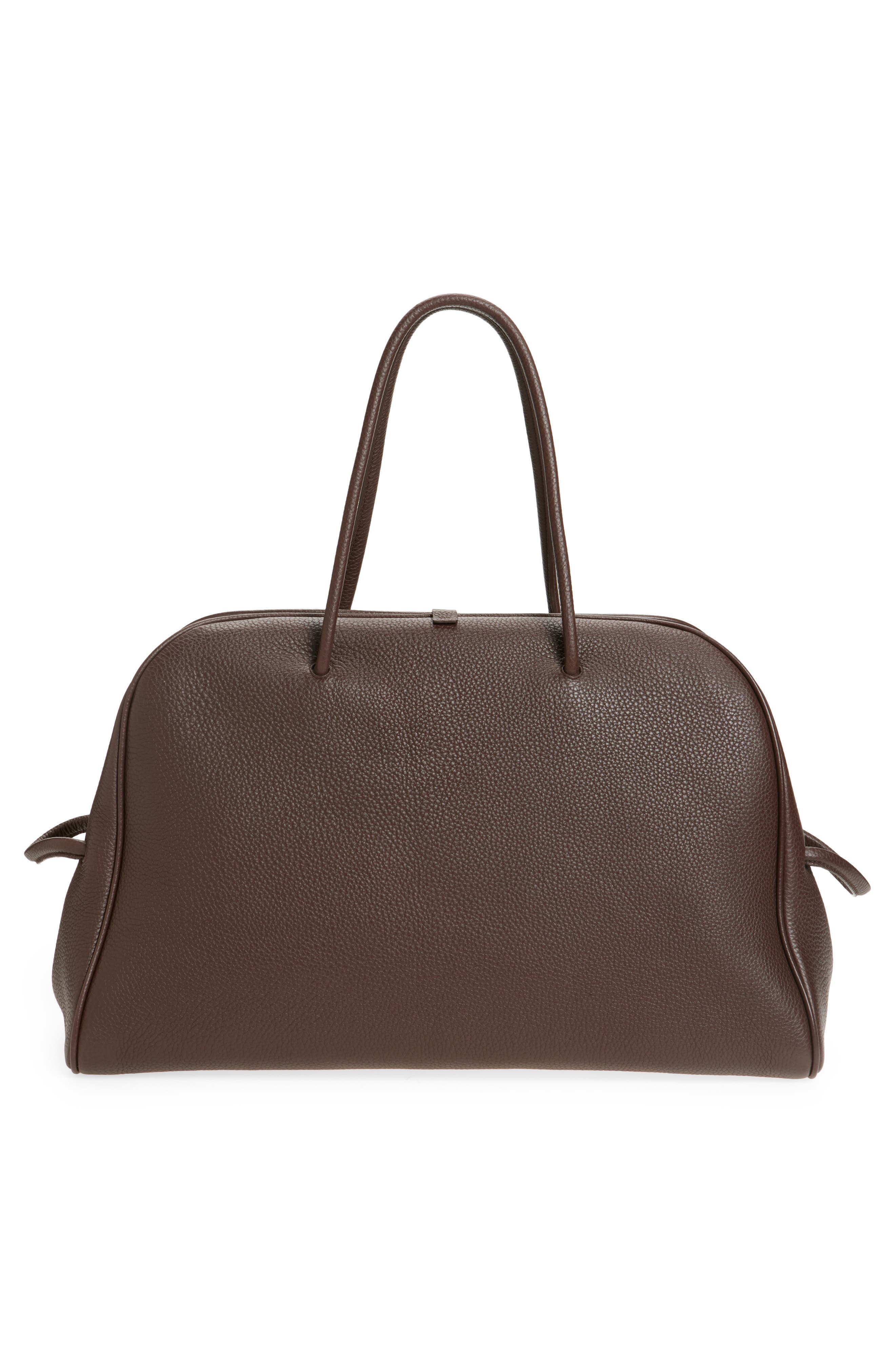 Jacquemus Le Grand Turismo Leather Bowling Bag, Alternate, color, Dark Brown 880