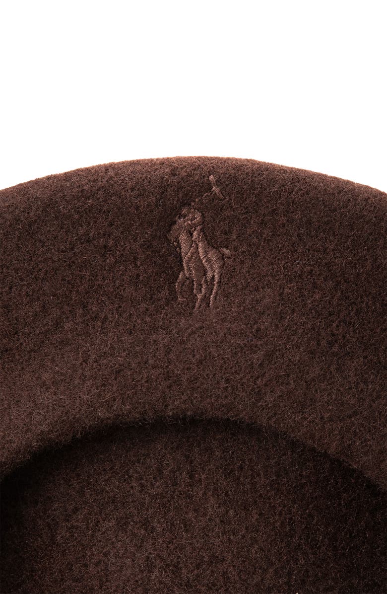 Polo Ralph Lauren Icons Wool Beret, Alternate, color, Dark Brown