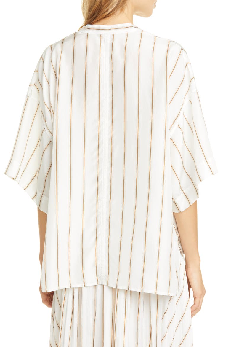 Stripe Silk Popover Top, Alternate, color, OPTIC WHITE