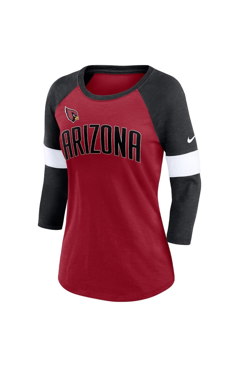 Nike Women's Nike Arizona Cardinals Cardinal/Heather Black Football Pride Raglan 3/4-Sleeve T-Shirt, Alternate, color, 