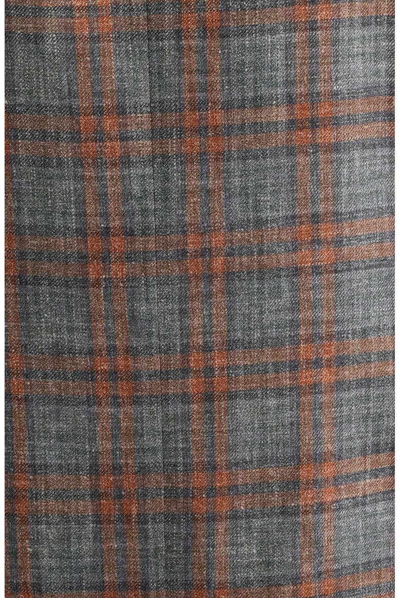 McAllen Grey & Orange Plaid Soft Constructed Wool & Silk Blend Sport Coat, Alternate, color, GREY