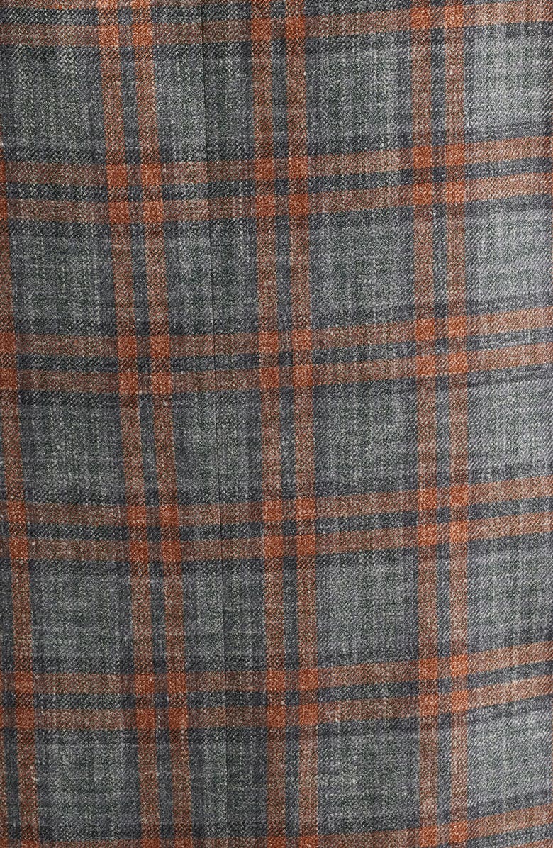 Jack Victor McAllen Grey & Orange Plaid Soft Constructed Wool & Silk Blend Sport Coat, Alternate, color, Grey
