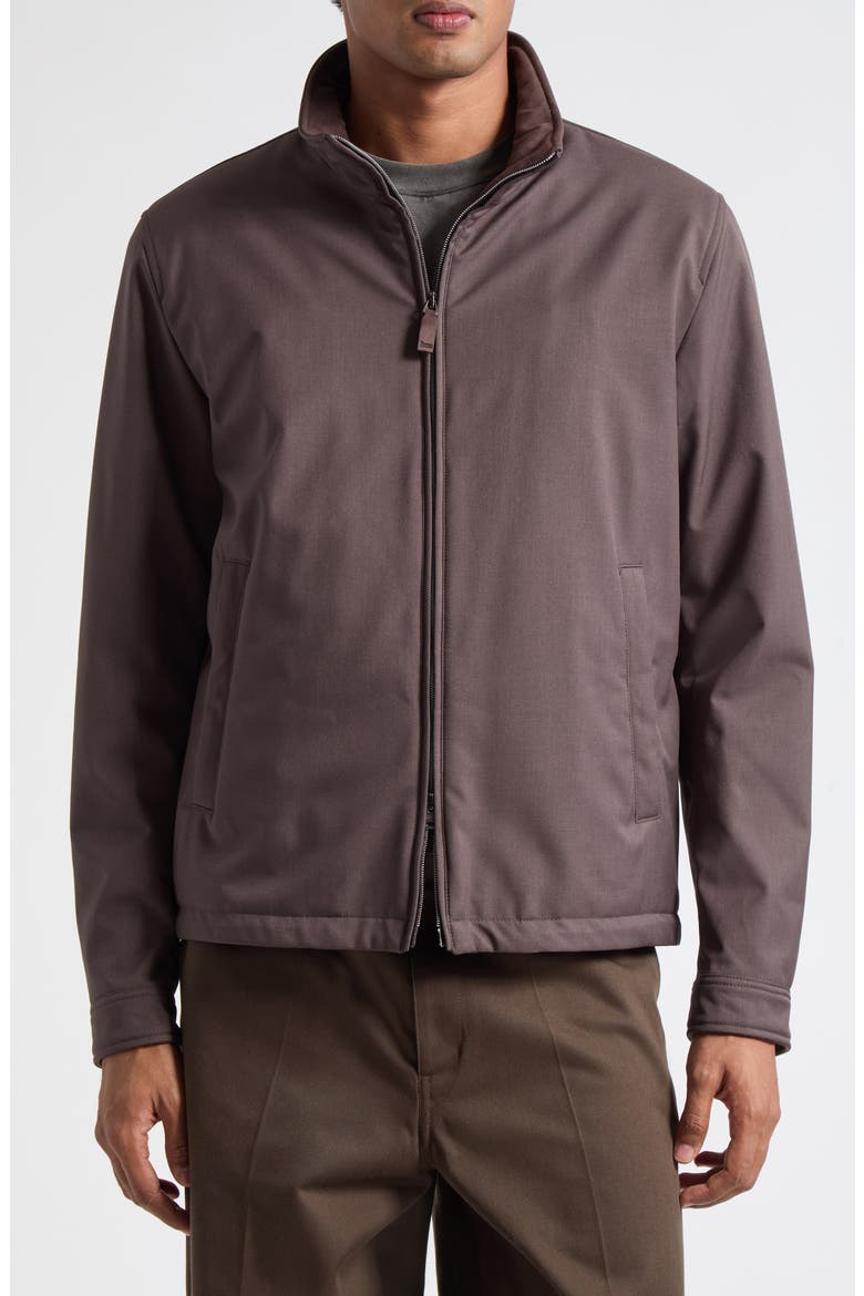 Padded Tech Twill Bomber Jacket, Main, color, 8800 DARK BROWN