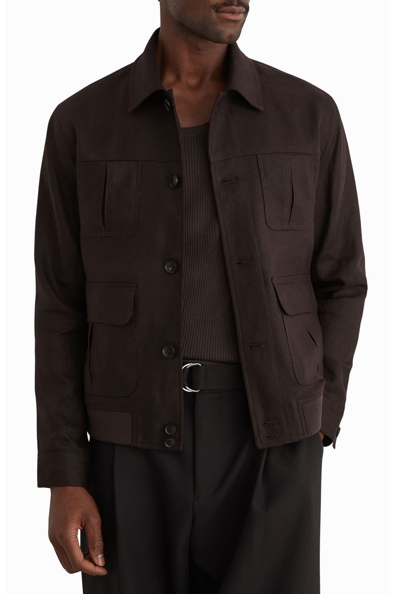 Adam Linen Utility Jacket, Main, color, CHOCOLATE BROWN