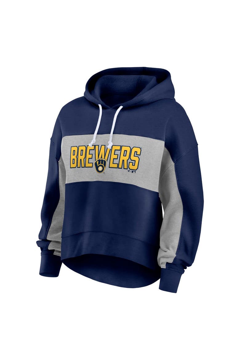 Women's Fanatics Navy Milwaukee Brewers Filled Stat Sheet Pullover Hoodie, Alternate, color, Navy