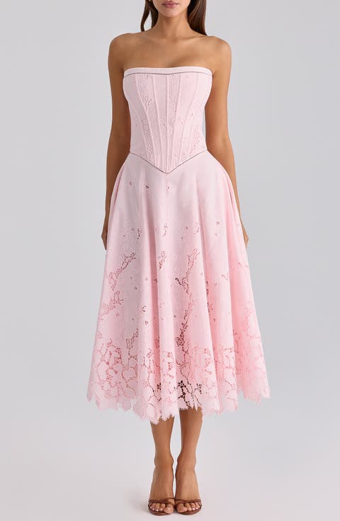 Belissa Strapless Broderie Anglaise Party Dress