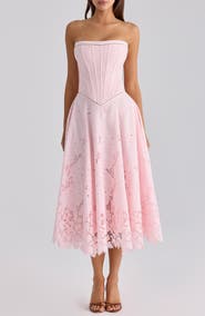 HOUSE OF CB Belissa Strapless Broderie Anglaise Party Dress