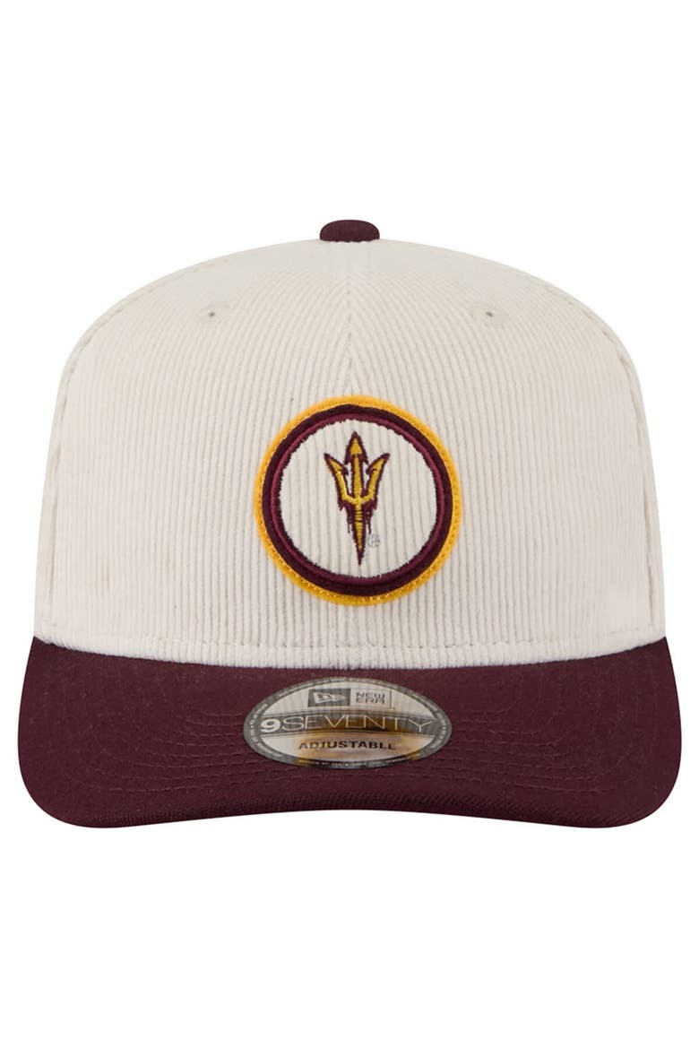 Men's New Era Cream/Maroon Arizona State Sun Devils Loyal Corduroy 9SEVENTY Adjustable Hat, Alternate, color, Cream