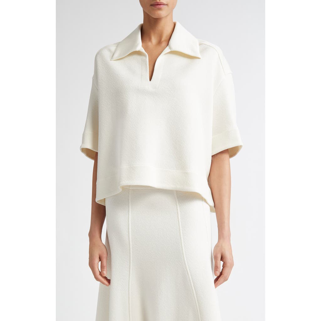 Jil Sander Boxy Textured Polo In Latte