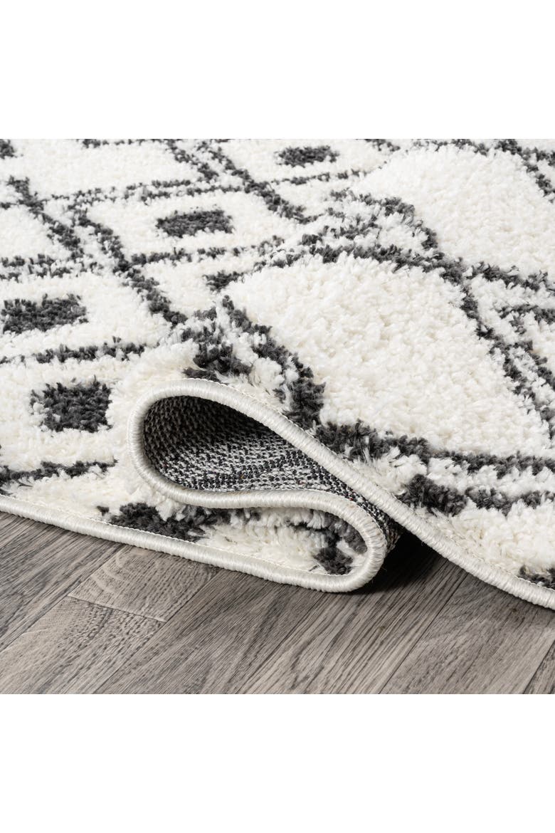 Caimari Moroccan Diamond Shag Area Rug, Alternate, color, White/Gray