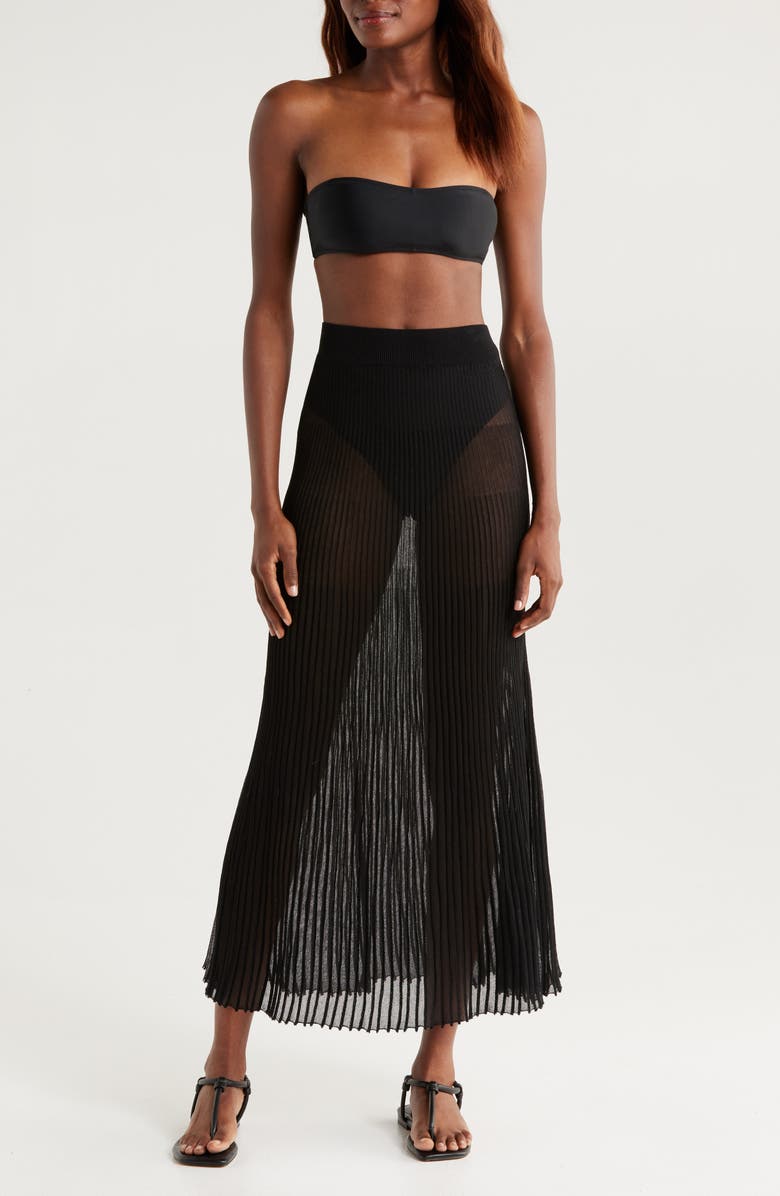 Solid & Striped The Theresa Semisheer Cover-Up Maxi Skirt, Main, color, Noir