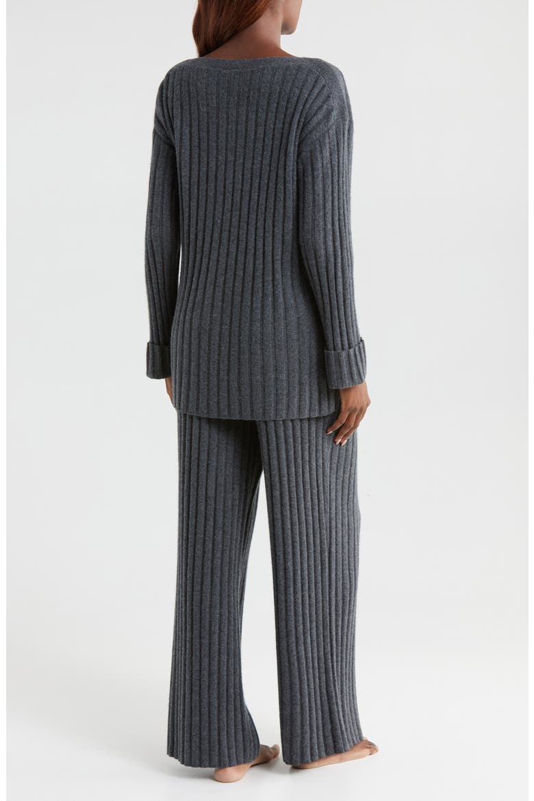 Ribbed Cashmere Lounge Set, Alternate, color, GREY DARK CHARCOAL HEATHER