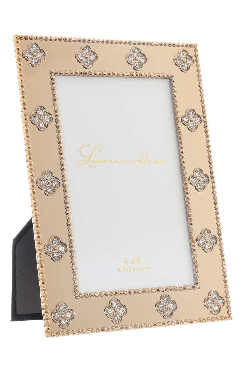 Lawrence Frames Crystal Clover Picture Frame, Main, color, Gold