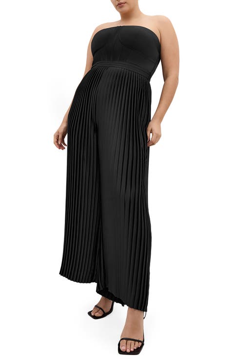 Pleated Satin Jumpsuit