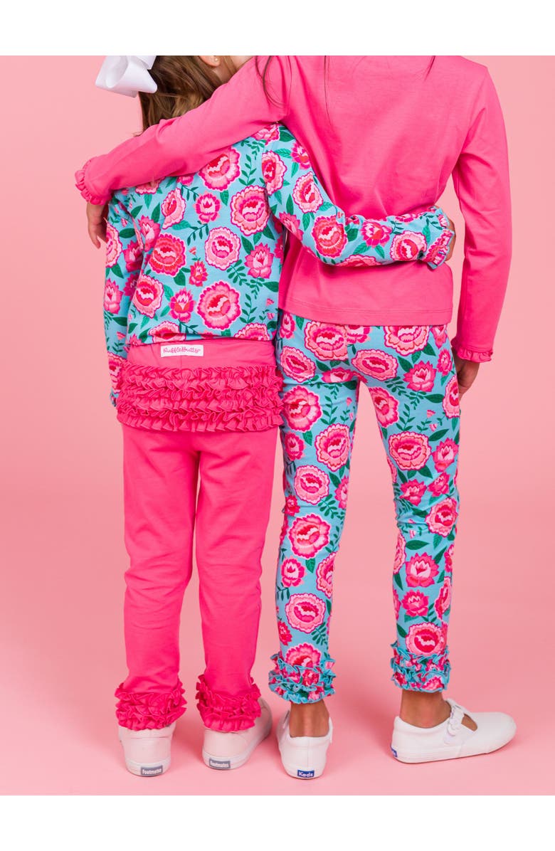 RuffleButts Knit Long Sleeve Ruffle Layering Tee, Alternate, color, Bright Blossoms