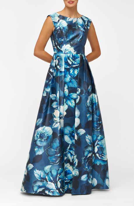 Kay Unger Kate Floral Layered Mikado Gown