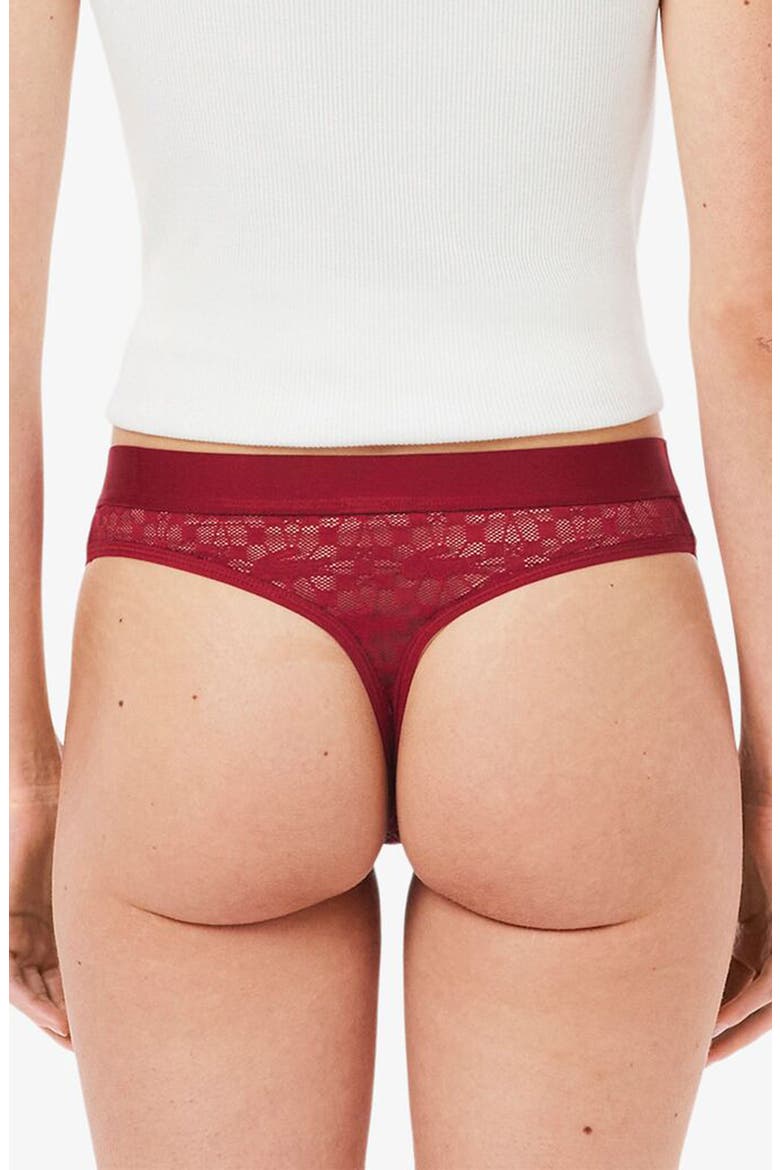 Lace Thong, Alternate, color, BORDEAUX
