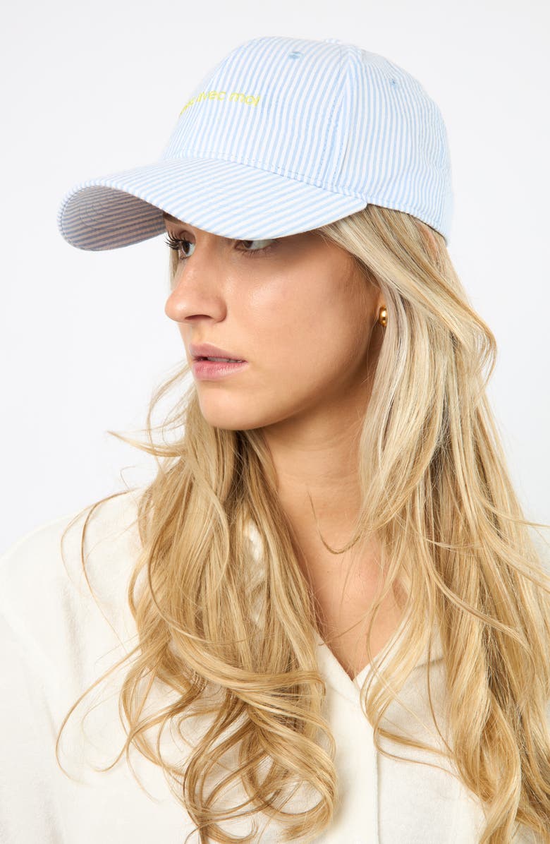 Viens Avec Moi Ball Cap, Alternate, color, Blue Stripe