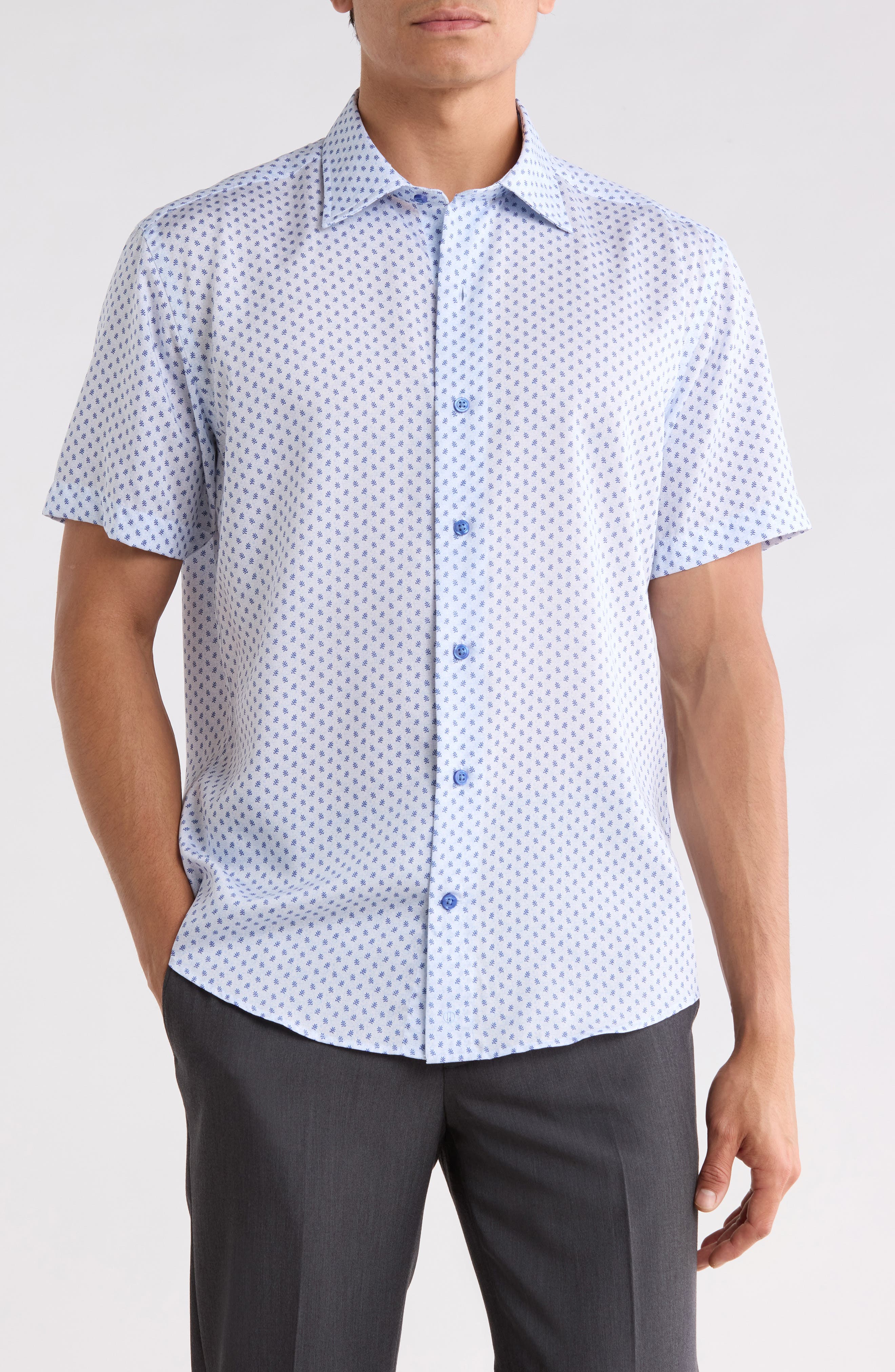 Leaf Print Short Sleeve Shirt