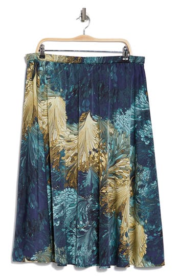 ADRIANNA PAPELL ADRIANNA PAPELL PLEATED SATIN MIDI SKIRT