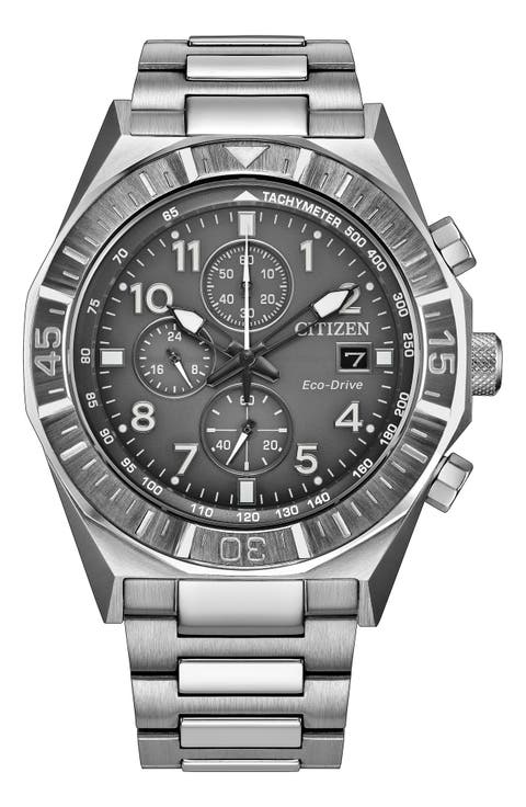 Nighthawk Chronograph Eco-Drive Bracelet Watch, 43mm
